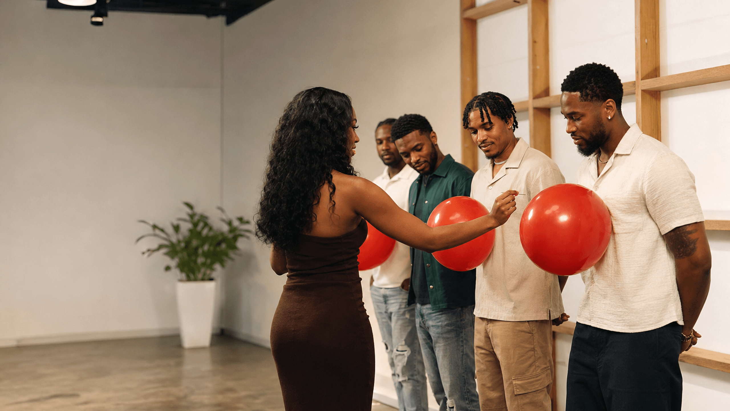 The Columbus set of Pop the Balloon or Find Love, lit and ready before a taping